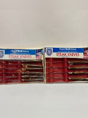 Vintage Cutlery Regent SHEFFIELD Steak Knife Sets ENGLAND STAINLESS 8 Pcs Total